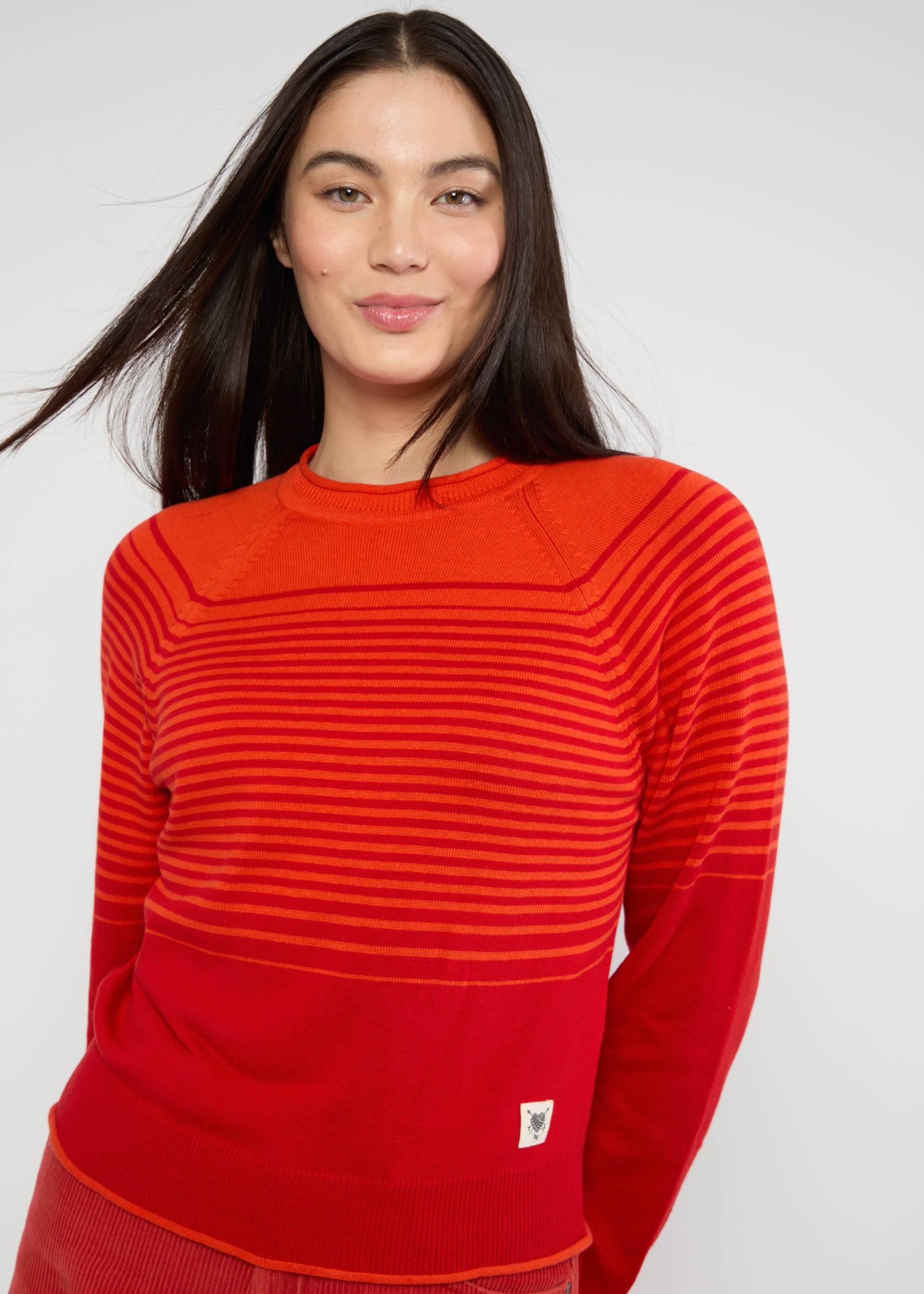 Strickpullover Marvellous Minds, gradient hella stripe, Strickpullover, Rot