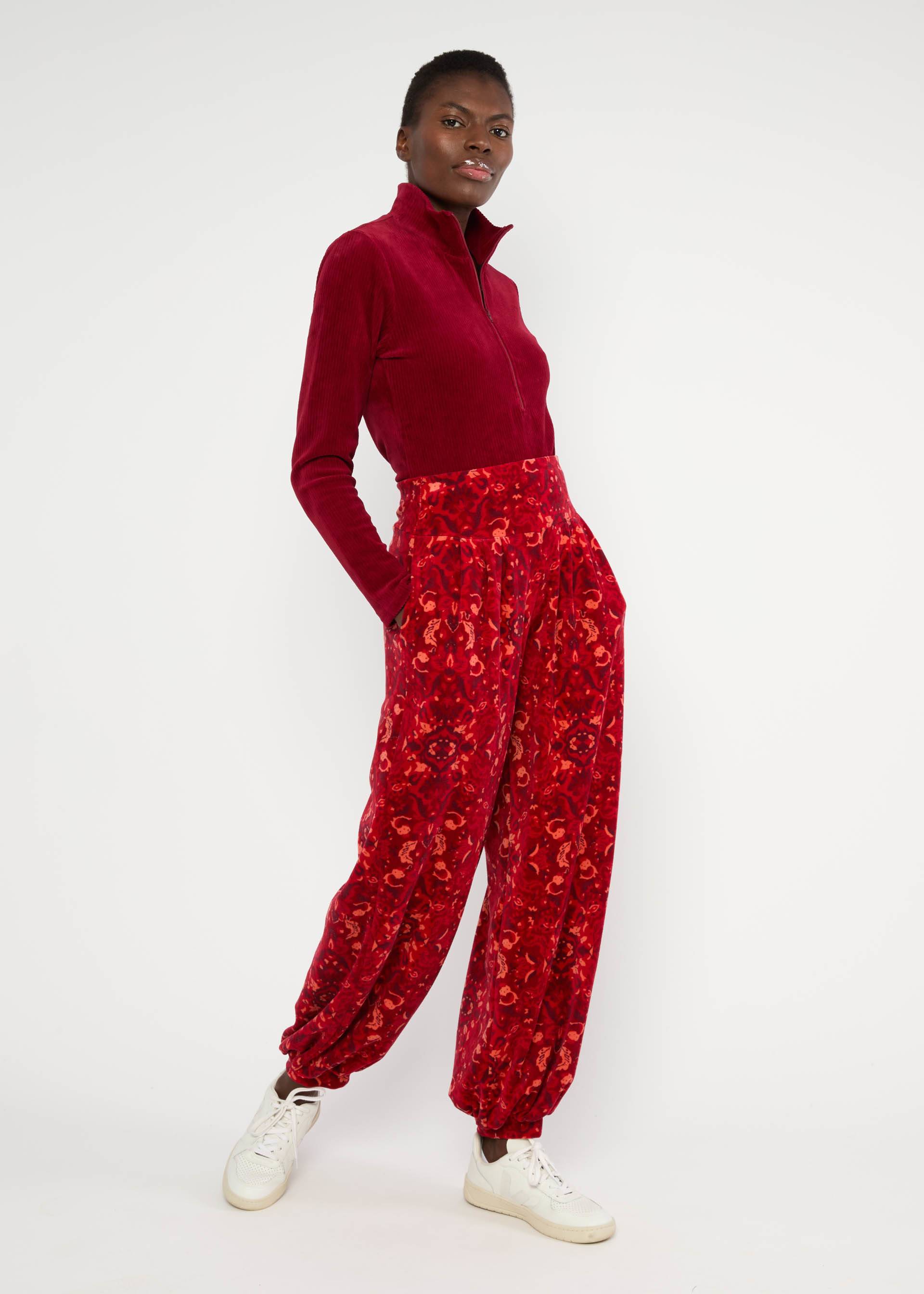 Jogginghose Velvet Merry Moments, red carpet feelings, Hosen, Rot