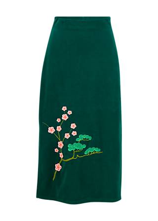 Midi Skirt Velvet Blossom Breeze, fairytale waterlily green, Skirts, Green