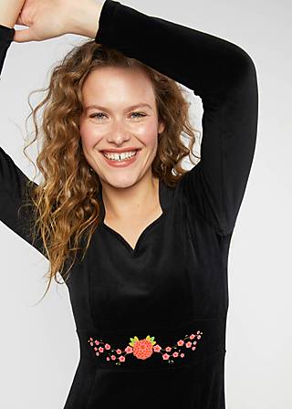 Midikleid Velvet Glamour Heart, fairytale of the crane black, Kleider, Schwarz
